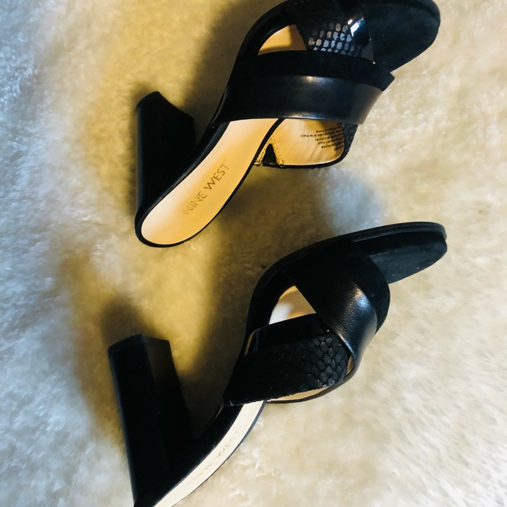 Nine West black suede heels